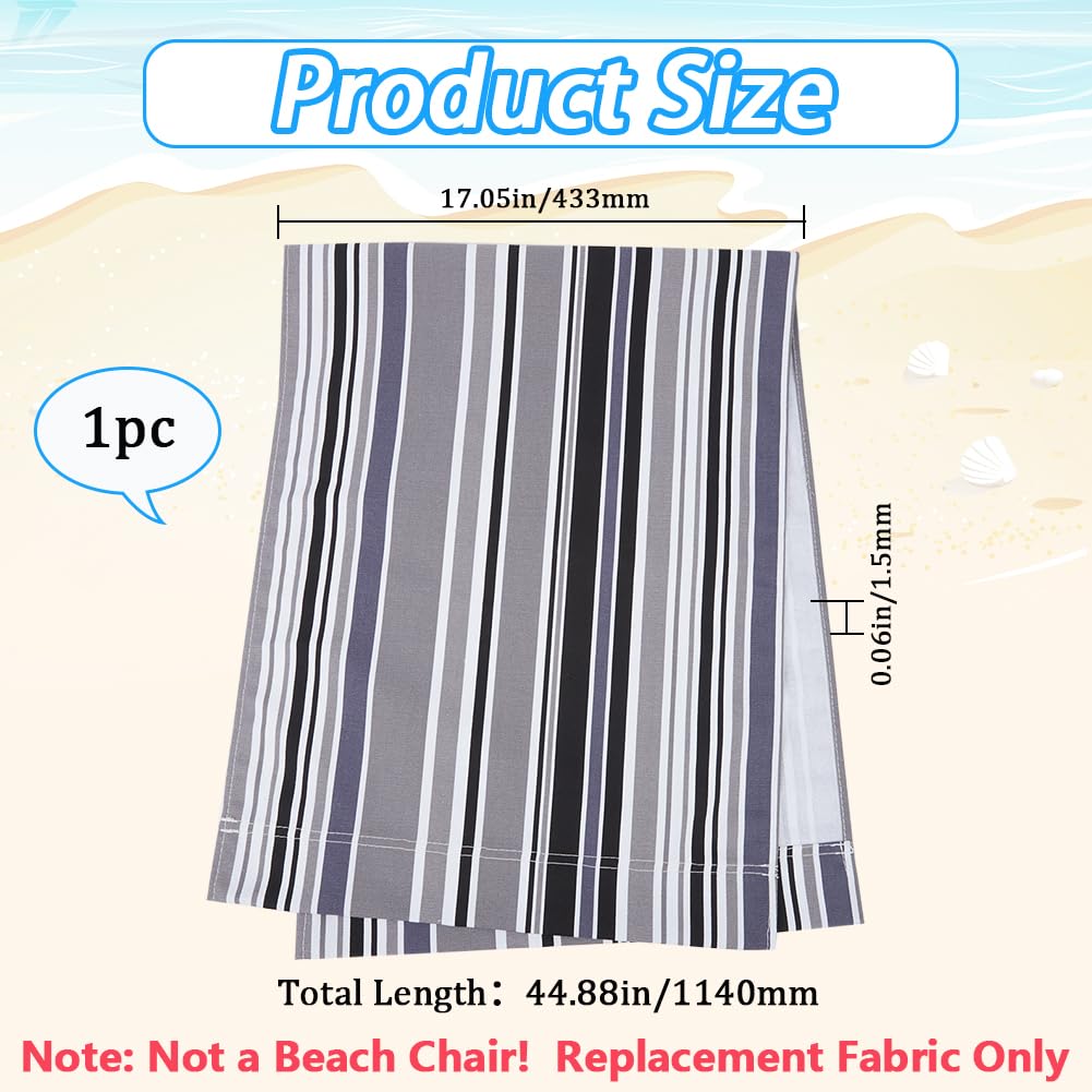 GORGECRAFT Beach Sling Chair Canvas 113x43cm Gray Black White Stripes Replacement Deck Chairs Cloth Fabric Folding Lounge Chair Cover Canvas for Sunbathing Garden Courtyard Patio Outdoor - Image 2