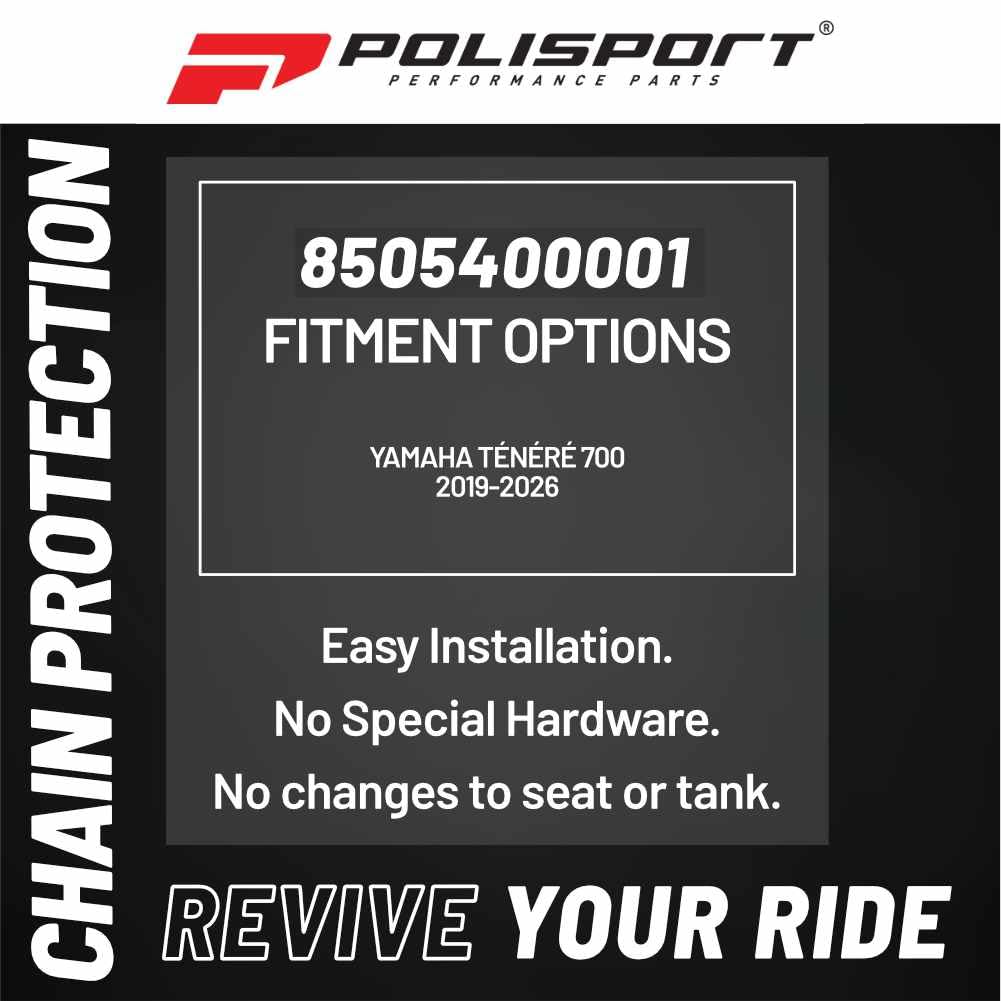 POLISPORT 8505800001 - Protector de Chasis para Yamaha Ténéré 700 19'-25' - Diseño Slim, Mayor Agarre y Protección Duradera, Color Negro