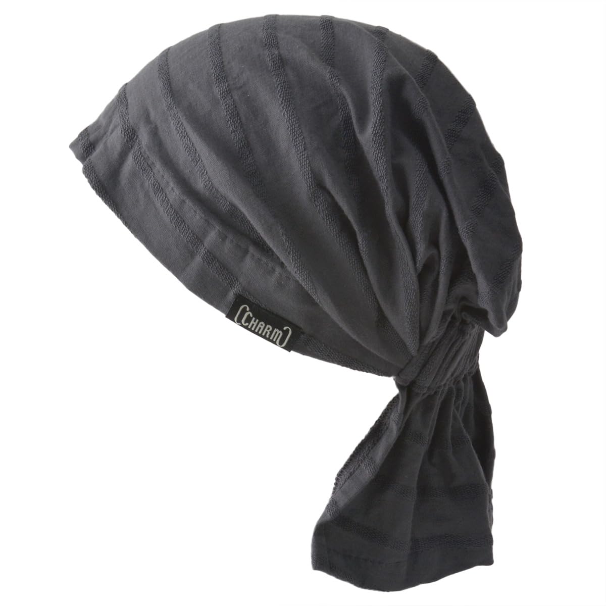 CHARM Cotton Turban Bandana Cap - Mens Chemo Head Cover Womens Pirate Hair Wrap Dark Grey