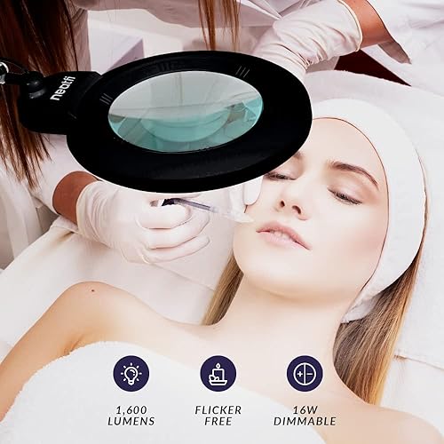 Miniatura 5 de Neatfi - Lámpara de SMD LED (84 focos) XG con lupa bifocal y abrazadera, de 1,600 lúmenes, lente acrílico grande de 7, con 5 y 20 dioptrías, manos