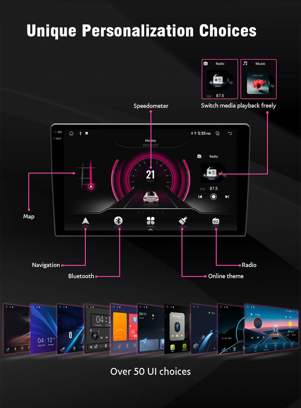Autoradio da 7 pollici per Lancia Ypsilon Chrysler Ypsilon 2011-2020 Android 15 Carplay Navigazione Radio Lettore Video Multimediale Touch Screen Bluetooth GPS WiFi Android Auto (4 Core 2+32GB)