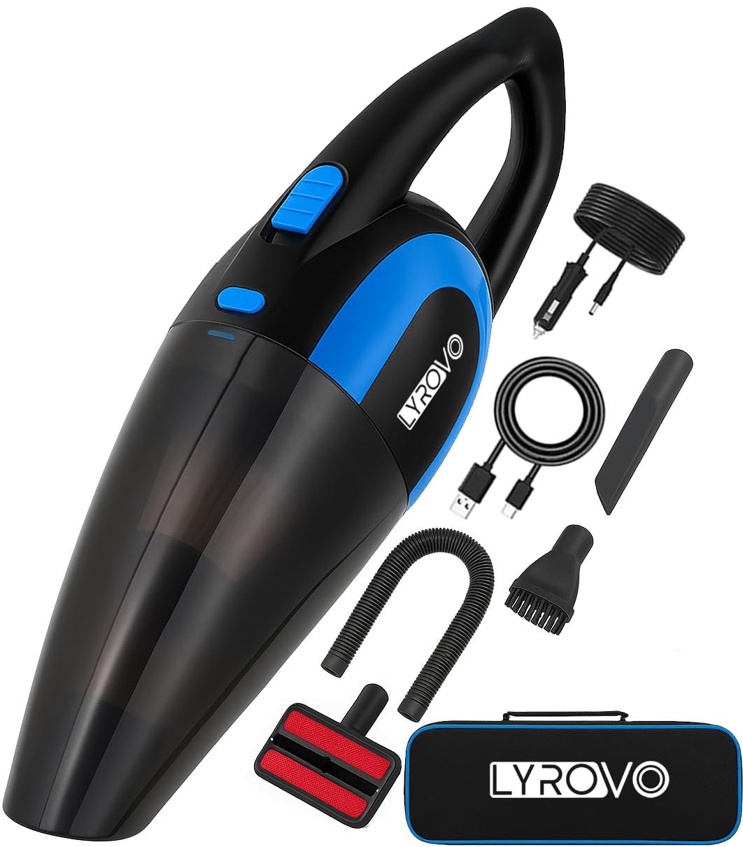 LY3301 2 in 1 Wireless Car Vacuum Cleaner with Pet Hair Brush (1L / Blue / 1 Pieces)