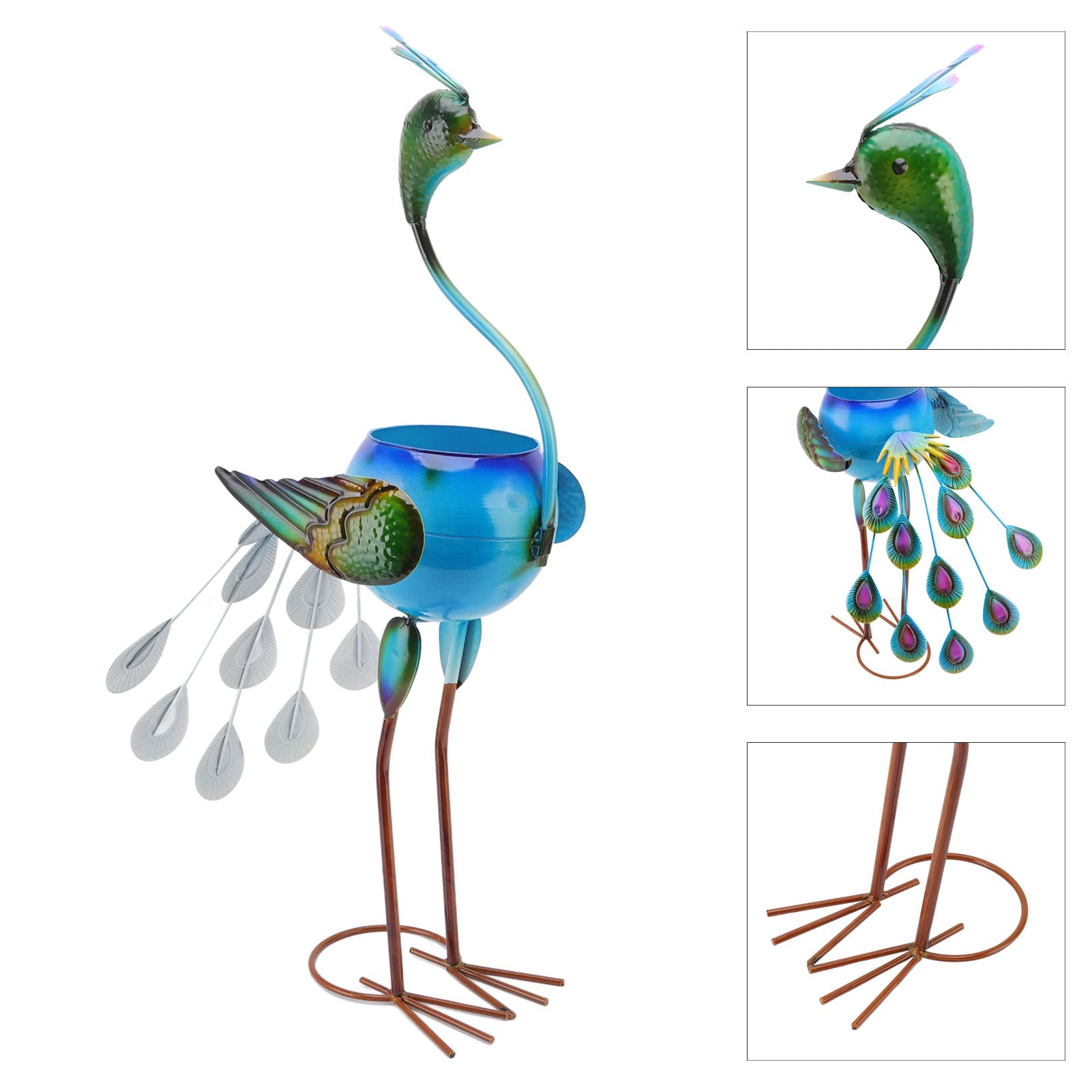 Peacock Plant Pot, 28,7in Metalowy Garnek Z Kwiatem Zwierząt, Dekoracje Ogrodowe Pawie do Dekoracji Zewnętrznej, Trawnik, Patio, Podwórko, Ścieżka
