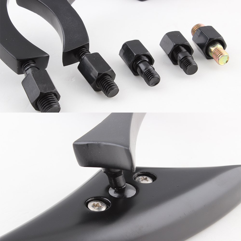 Amazon | バイクミラー 10mm 8mm 正ネジ 逆ネジ付き アルミ製 ブラック
