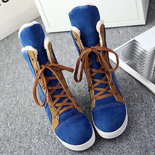 Bottes de neige bleues imperméables en taille 35 avec lacets