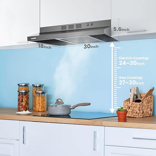 Miniatura 9 de Comfee' Campana extractora de 30 pulgadas sin conductos de ventilación de acero inoxidable duradera para debajo del gabinete con 2 filtros