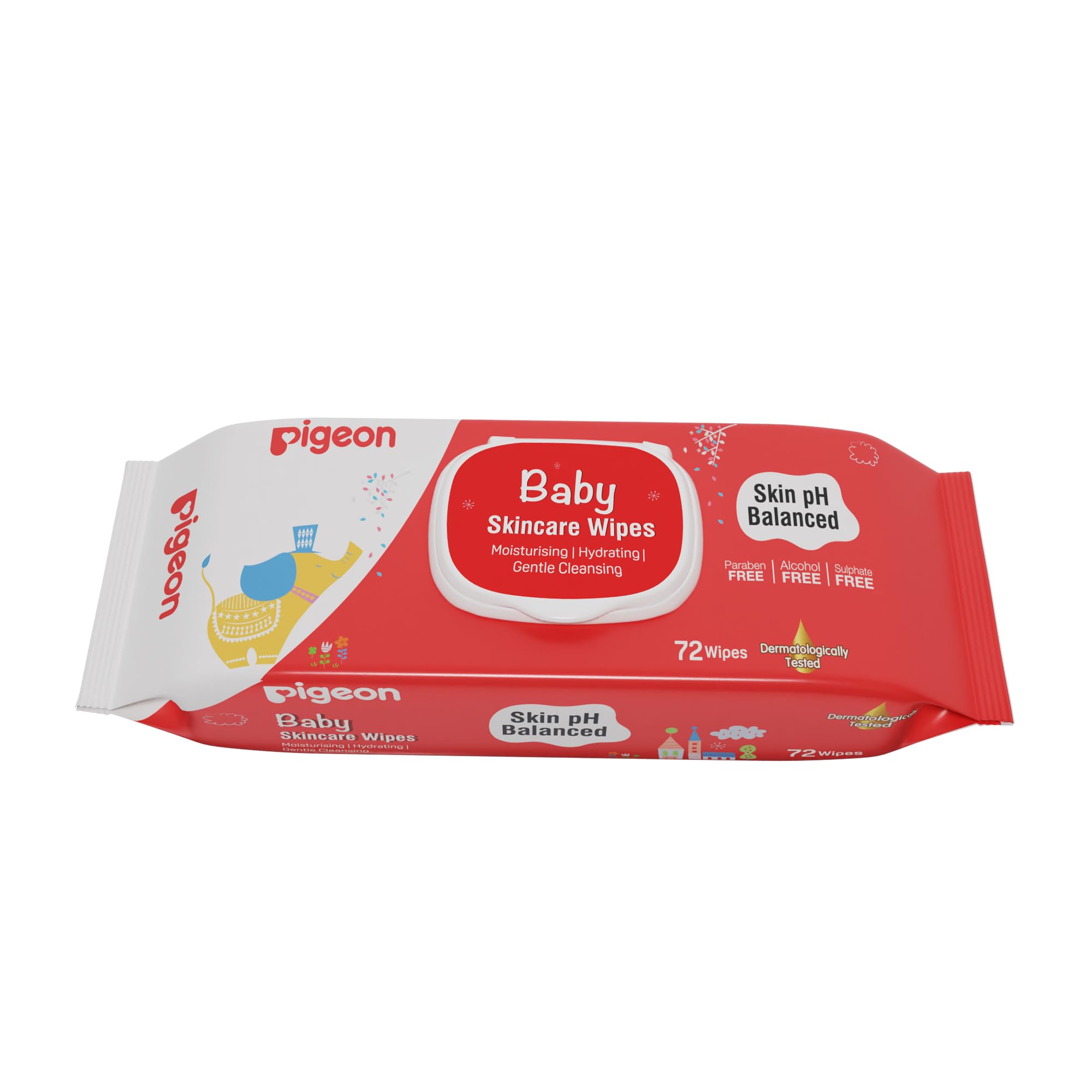 PIGEON BABY SKINCARE WIPES 72 SHEETS WITH LID,PARABEN FREE,ALCOHOL FREE,SULPHATE FREE,NON IRRITANT,GENTLE CLEANSING,ENRICHED WITH GLYCERIN FOR MOISTURIZATION & HYDRATION.-image-38