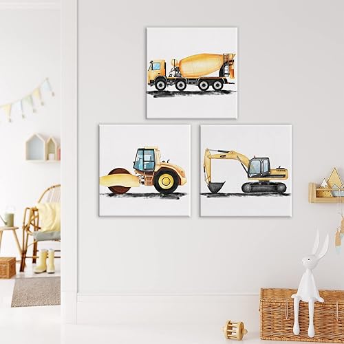 Miniatura 3 de Juego de 3 pinturas en lienzo enmarcadas para decoración de pared, diseño de camión volquete, tractor, pintura en lienzo, pósteres para el hogar,