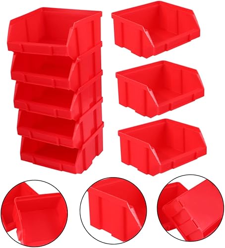 Miniatura 5 de DOITOOL Contenedores de almacenamiento de plástico con tapas, pequeños contenedores apilables rojos - Contenedores de almacenamiento montados en la