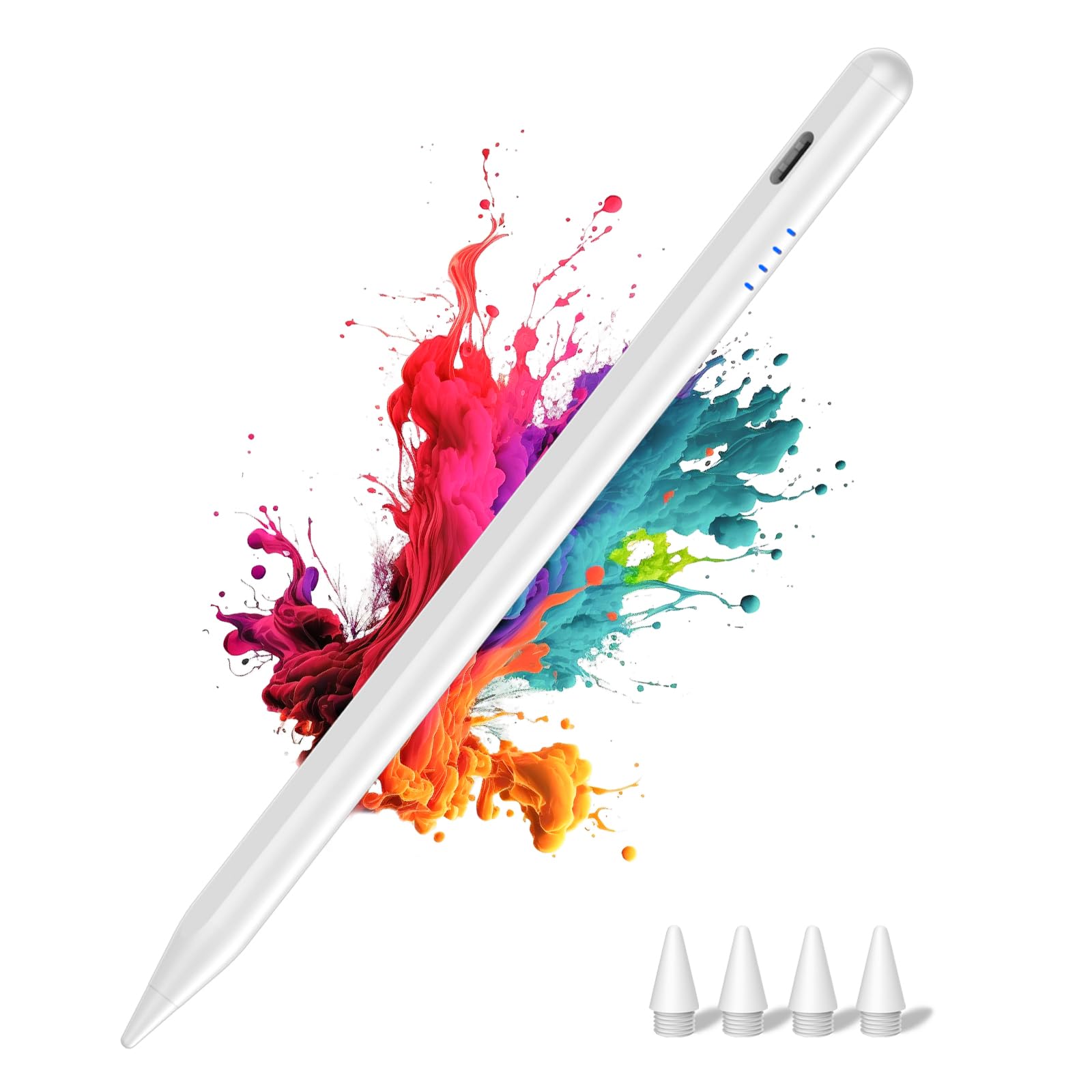 iPad Stift für Apple iPad 2018-2026 mit Fast Charging/Palm Rejection | Neigungssensitivität,Tablet Pencil für iPad A16 11/10/9/8/7/6, Pro M5/M4/12.9"/11", Air M4/M3/M2/5/4/3, Mini 6/5-Weiß
