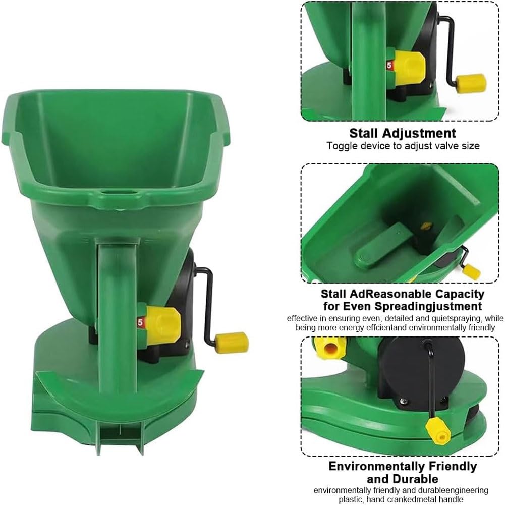 Spandiconcime rotante portatile for prato, spandiconcime portatile da 1,5 l con regolazione a 5 marce, distribuzione di semi e fertilizzanti, piantatrice manuale for giardinieri, for giardini, prati