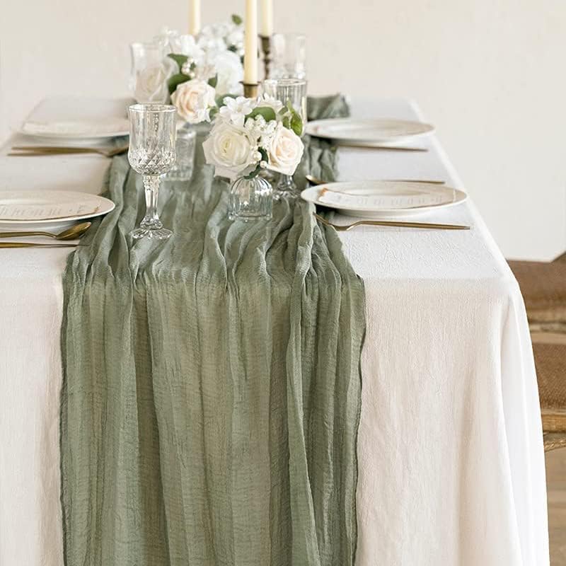 Table Runner-90*180cm (35*70inch) Cheesecloth Gauze Table Runner with Wrinkles for Wedding Decor Draping Gauze Event Centerpiece Runner - Image 3