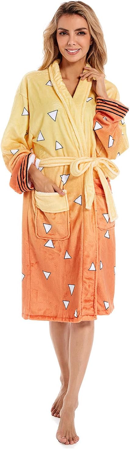 Haydory Tomioka Giyuu Kamado Nezuko Kamado Tanjirou Kimono Bathrobe Robes Flannel Winter Lounge Pajamas Sleepwear Men Women