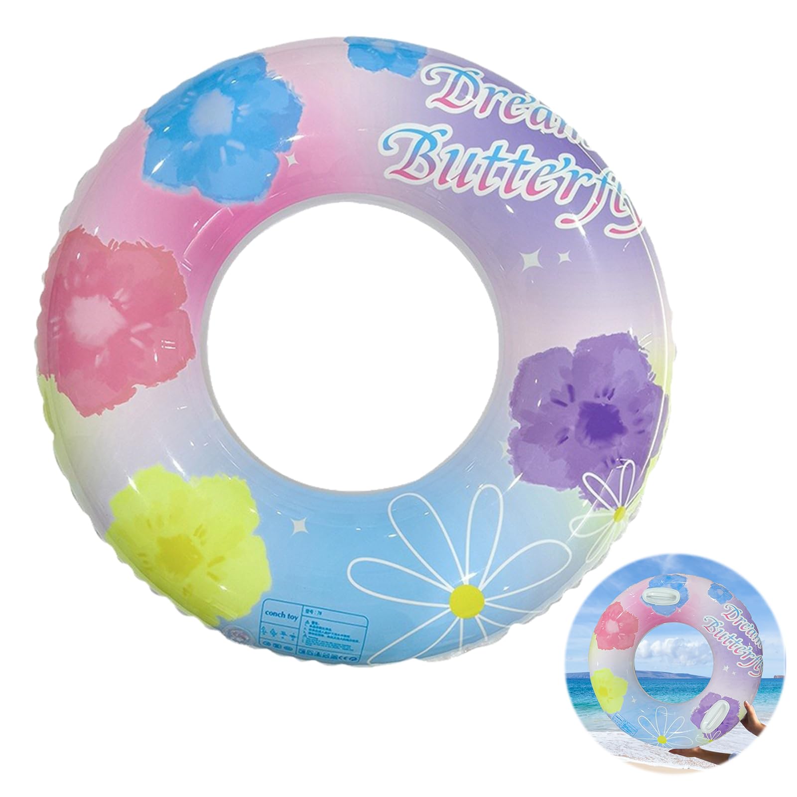 Swimming Ring for Kids Pool Float Inflatable Rings with Flower Kids Rubber Ring Durable Inflatable Pool Floats for 4-9 Years Old PVC Rubber Ring Summer Beach Party Pool (Flower)