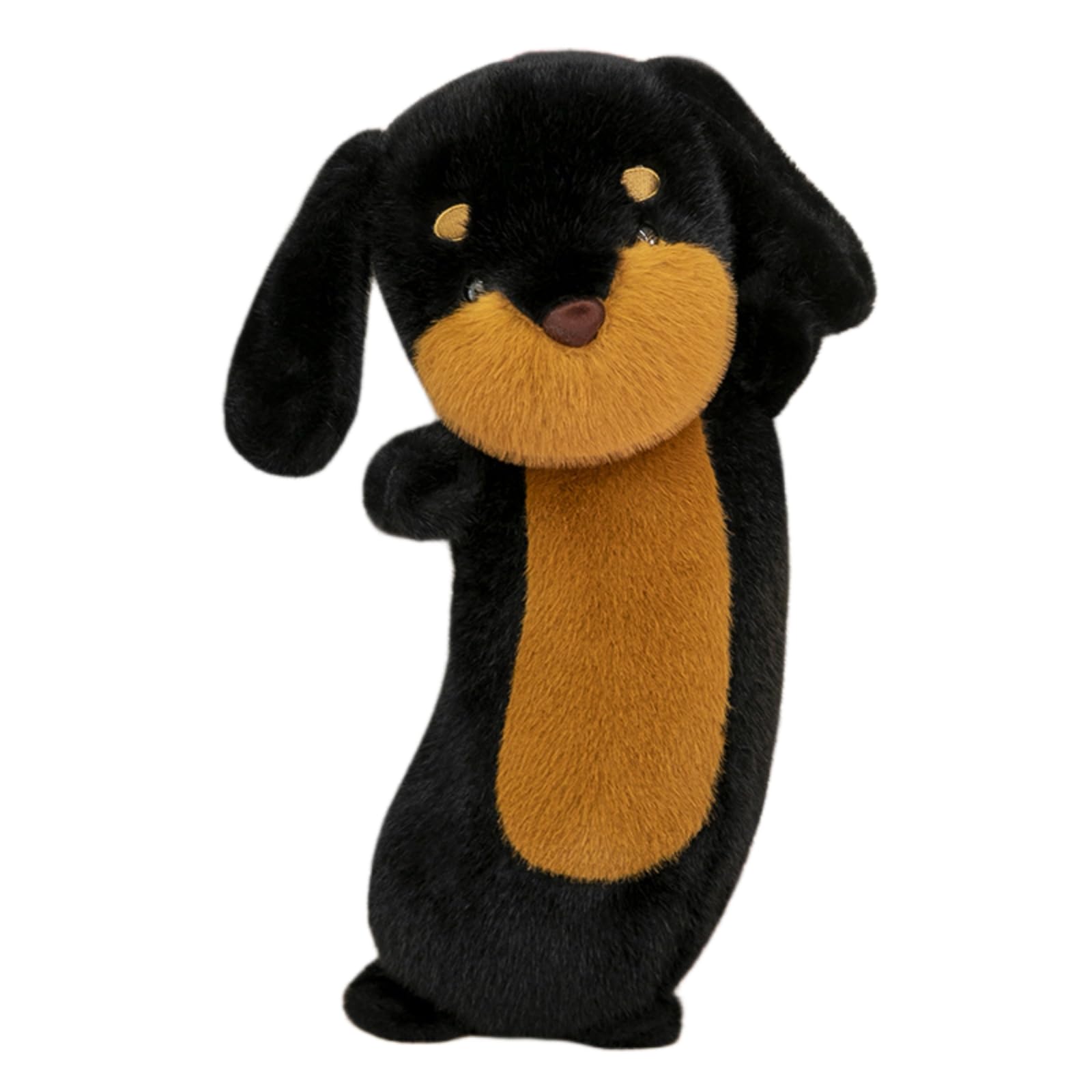 champracer Kuscheltier Hund Dackel schwarz-braun Plüsch Hund Simuliertes Dackel Hund Plüschtier Flauschige und Weiches Geschenke für Kinder Jungen Mädchen (80cm,Schwarz)