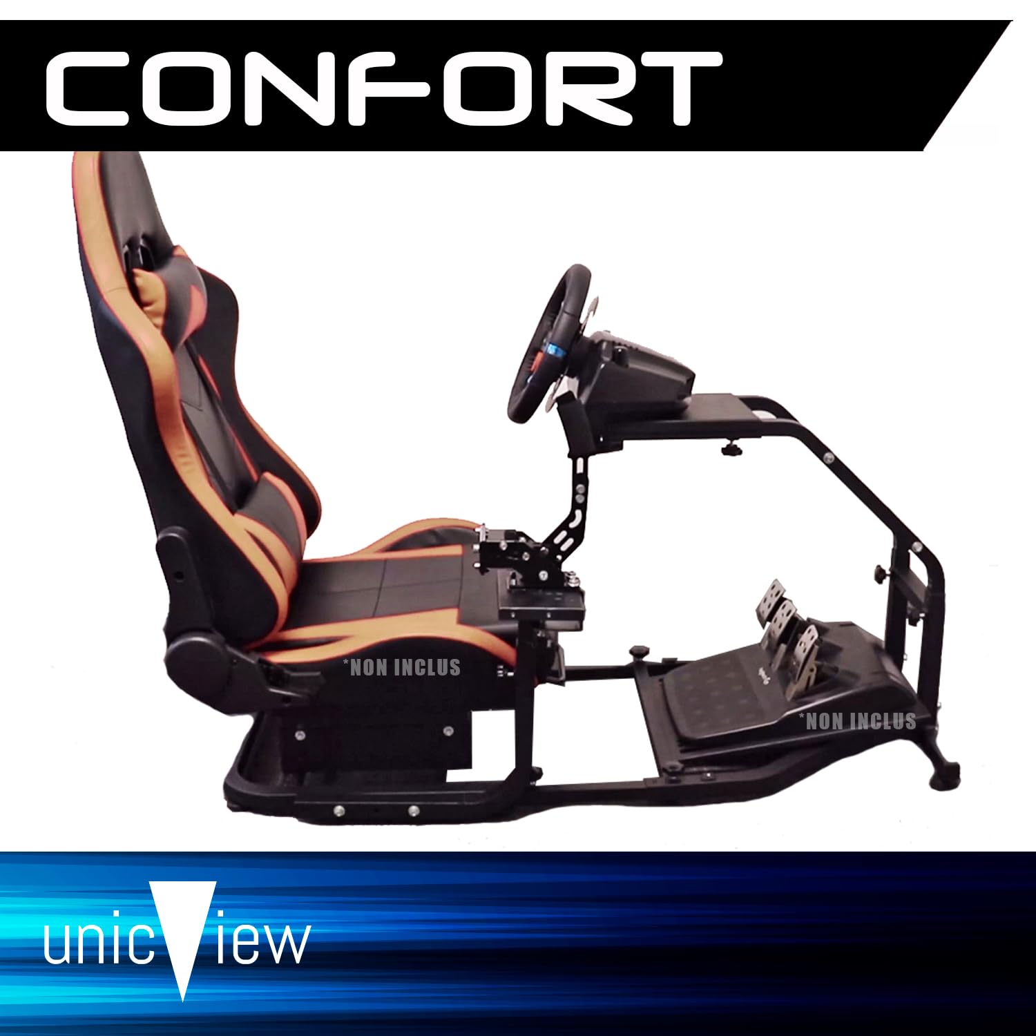 Unicview Adaptador Cockpit SimRacing para Soporte para volante Logitech G29 G920 G923, Thrustmaster T150 T500 T300 TX TH8A, PS4 PS5, Xbox Fanatec, Totalmente ajustable, Valido para silla gaming