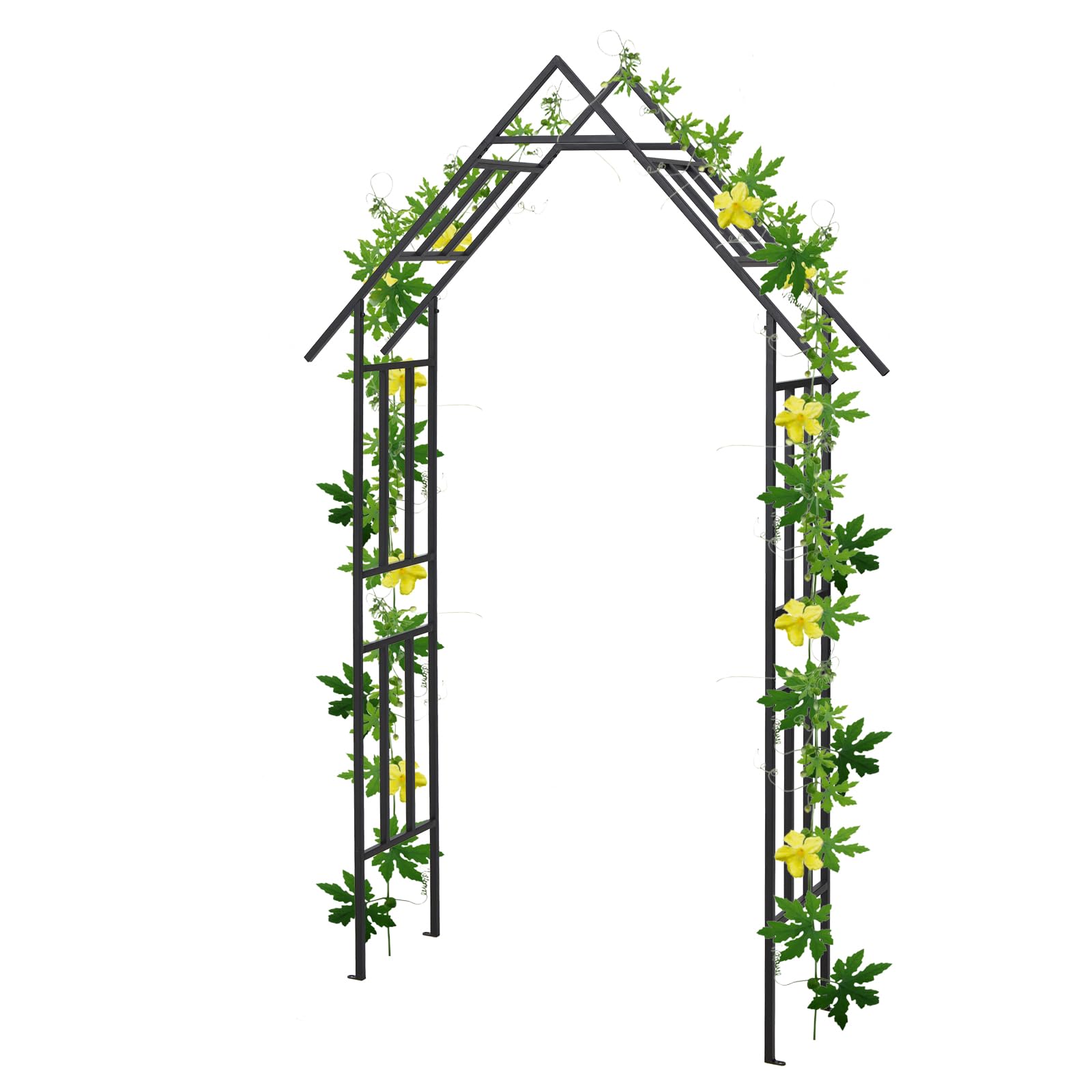 Outdoor Garden Arch - 7.9Ft Decorative Arch Arbor with Trellis for Climbing Plants, Metal Herringbone Archway Frame Stand for Wedding Bridal Party Ceremony, Black