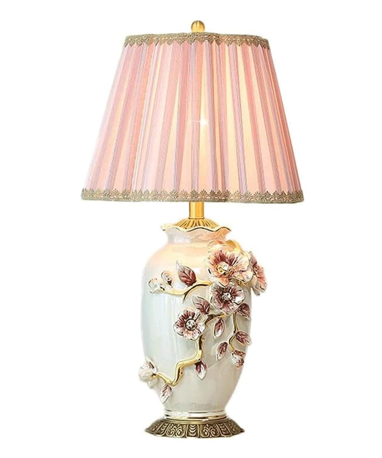 Lampada da Tavolo Lampade Luce Stile Comodino Ceramica Smalto Scintillante Comodino Paralume in Tessuto per Soggiorno Camera da Letto Scrivania (col