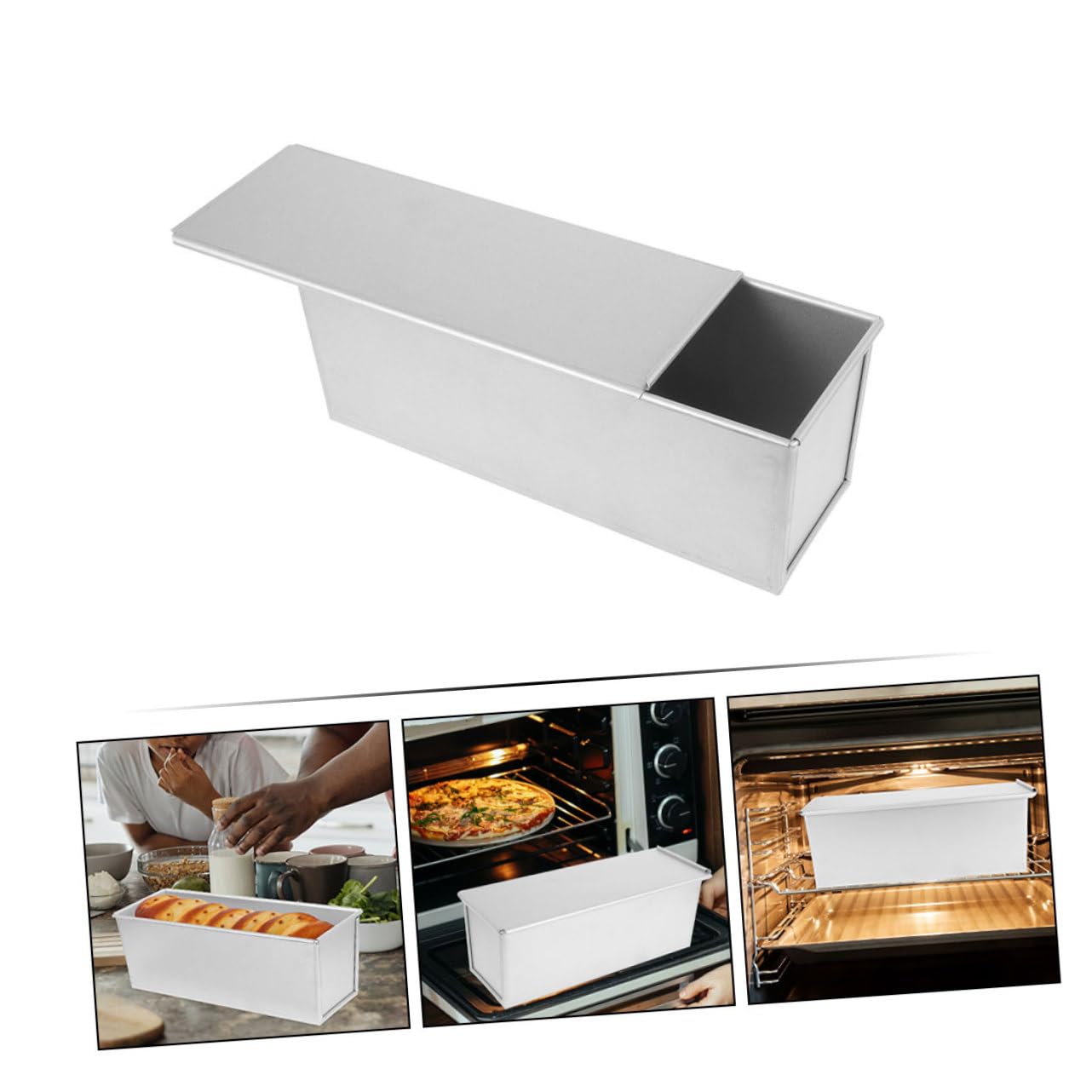PRETYZOOM 2piezas Molde De Pan Antiadherente Tapa Deslizante Para Hornear Pan De Caja Para Cocinas y Repostería Profesional