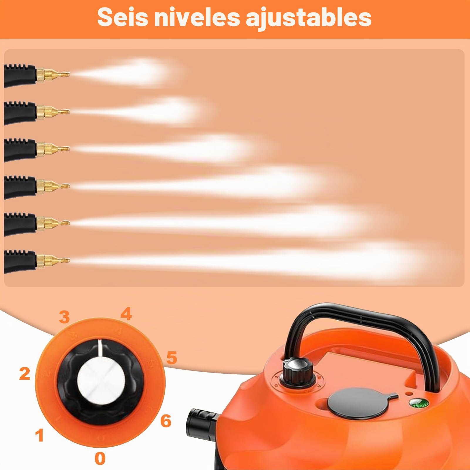 3800W Limpiador a vapor de alta temperatura para detalle de automóviles y limpieza de múltiples superficies, vapor a presión de 105.0 °C, tanque de 1L, 6 ajustes ajustables, vaporizador portátil