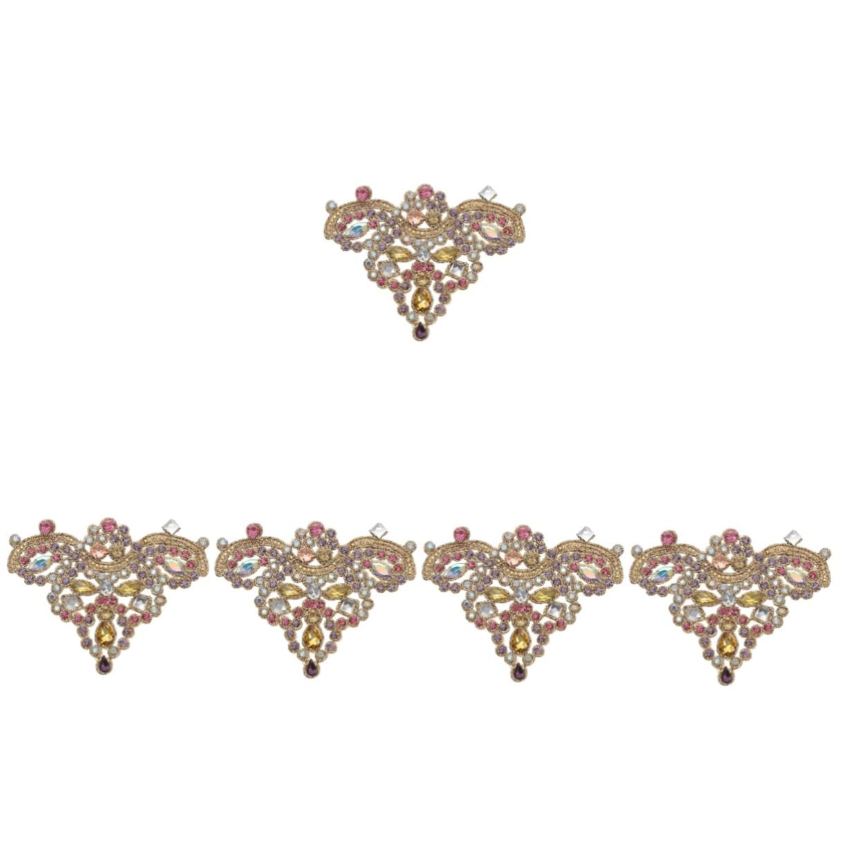 VILLCASE 5pezzi Rhinestone Applique Patch Per Abbigliamento Decorazione Termoadesiva Glitter Per Scarpe Borse e Accessori Per e Riparazioni Di Vestiti