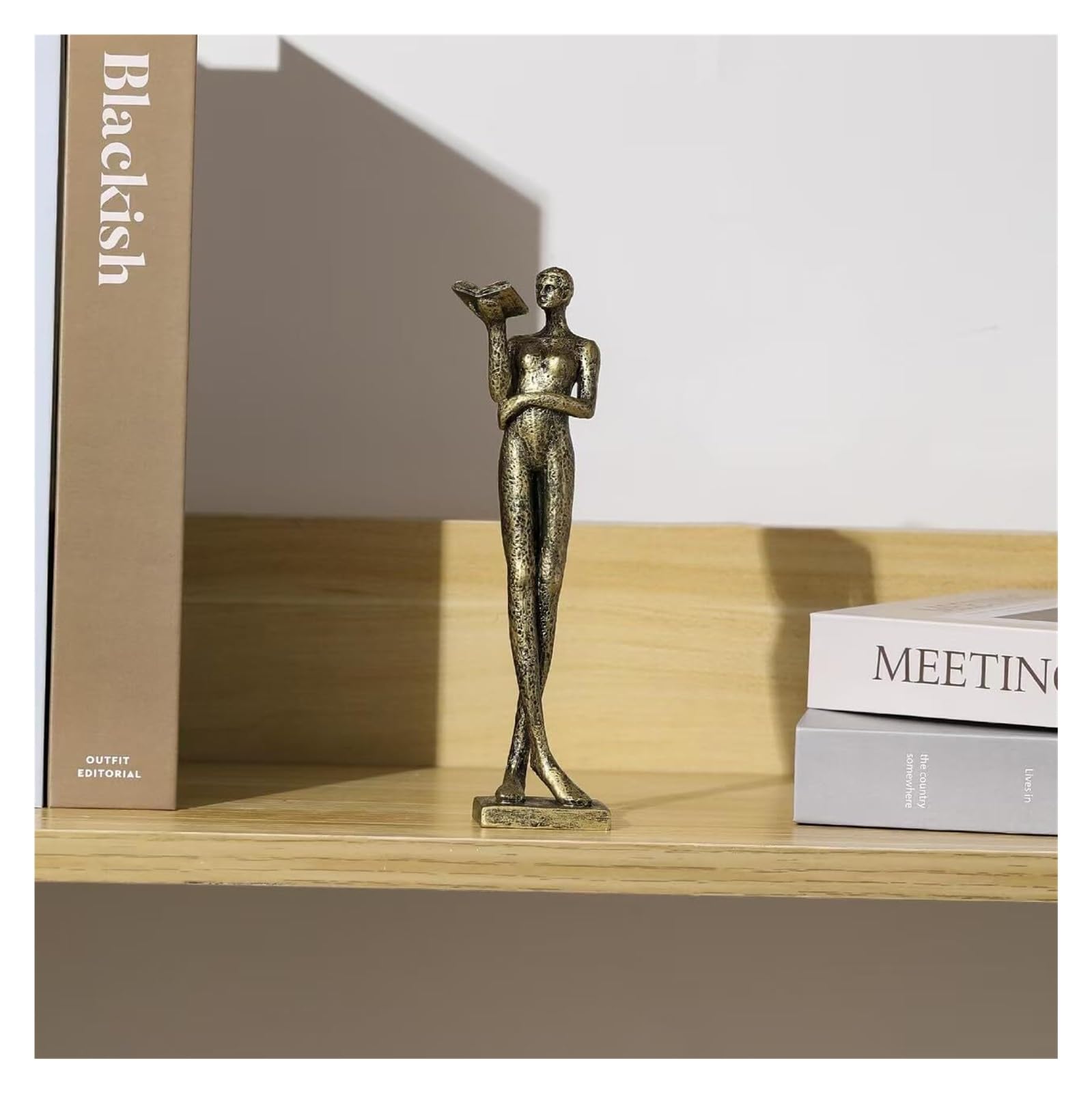 NingBright Desk Decor Reading Figure Sculpture Modern Minimalist Decor Home Office Bookshelf Accent Esculturas y Accesorios Decorativos(Bronze)