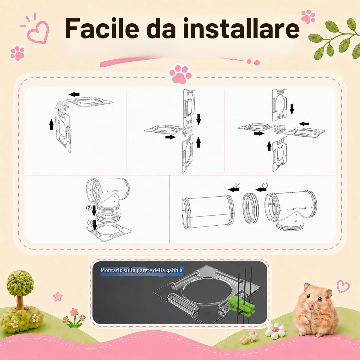 94 pezzi DIY Criceto Tunnel-Terreno di Gioco Modulo,Tubo Casa Piattaforma Esercitazione per Topo Criceti Topi Gerbil Piccoli Animali
