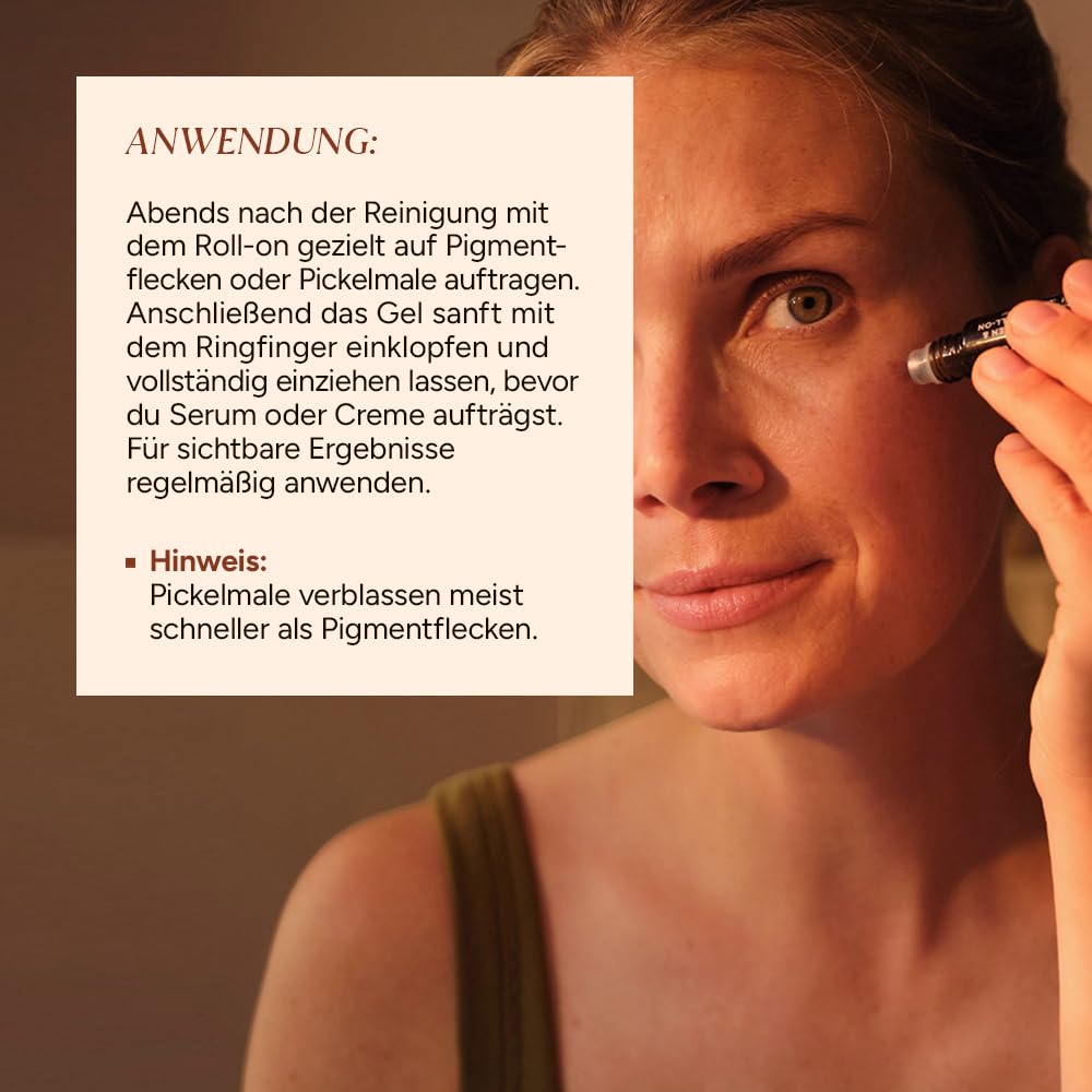 JUNGLÜCK Anti Pigmentflecken & Pickelmale Roll-On - Vegan | Spot Treatment zur Reduzierung von Pigmentflecken, Altersflecken und Pickelmalen - Easy Roll-on für einen strahlenden Teint