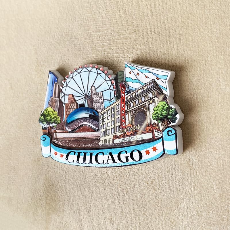 Imán Decorativo Souvenir Chicago Landmarks miniatura 4