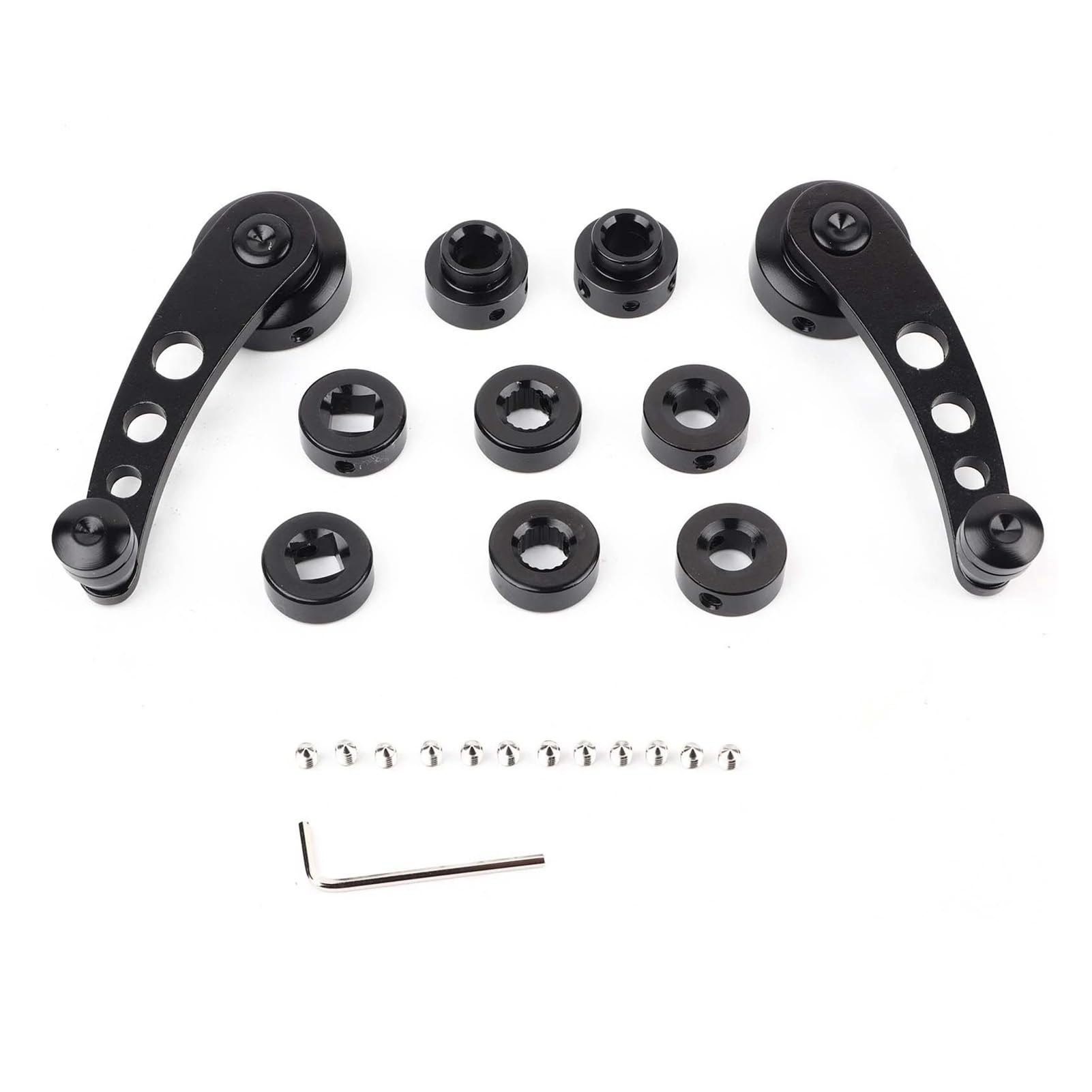 Lhdktee for Classic Car 2Piece Alloy Window Handle Riser Light Weight Long Service Life Safe Durable Beautiful Appearance Winder Crank Car Window Handle(Black)