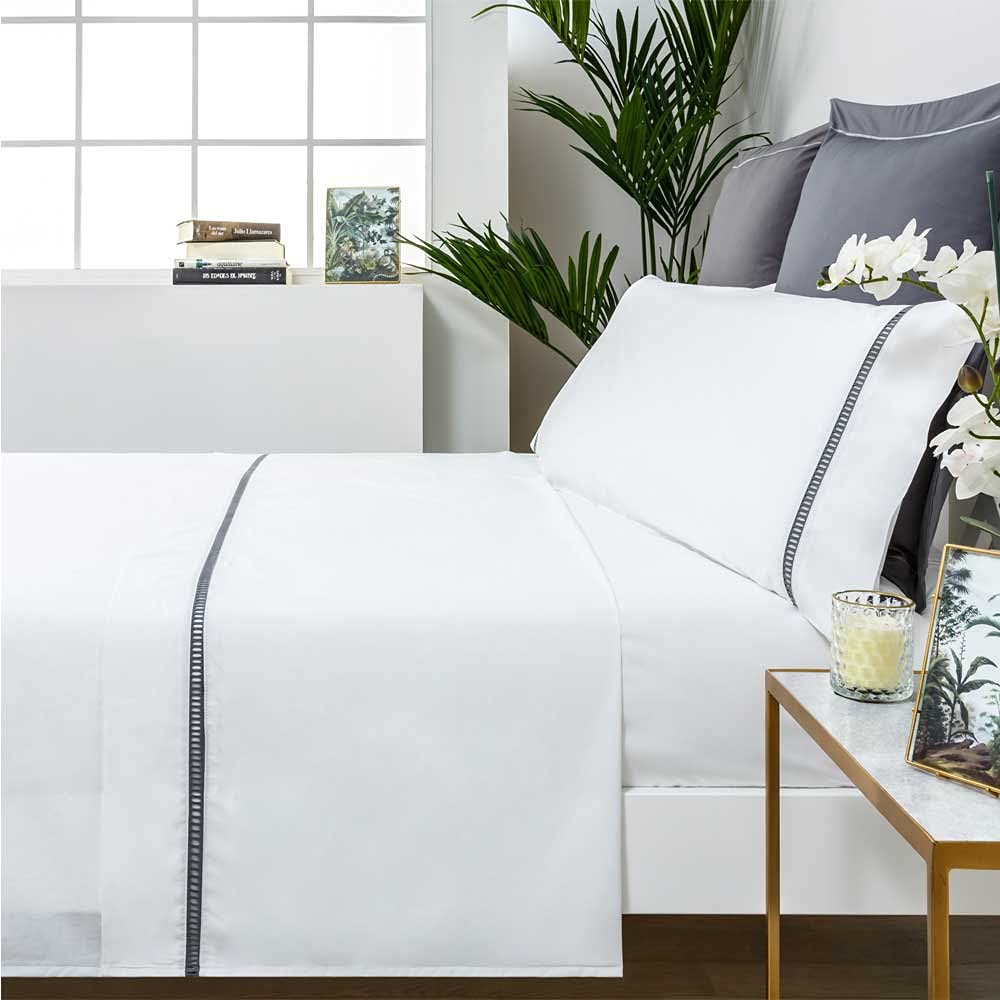 COTTON ARTean Juego sábanas Cama 105 Percal 200 Hilos VAINICA Blanco | Icluye 3 piezas: Encimera, 1 Funda de Almohada, Bajera Ajustable. Certificado OEKO-TEX