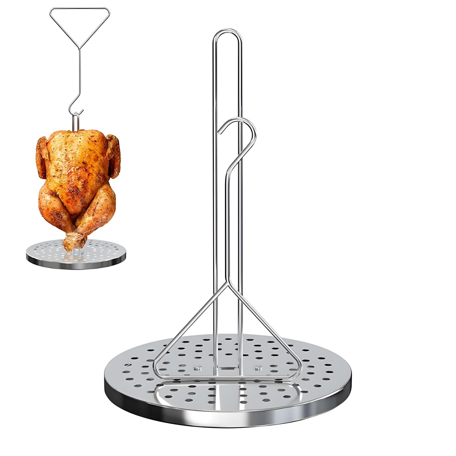 Buxuaaaa Innovative Removable Barbecue Addition with Perforated Base Oil Effluent Even Heat Distribution Cook Excellent Turkeys Shrimp Beef Pork Oil Effluent Cooking Rack