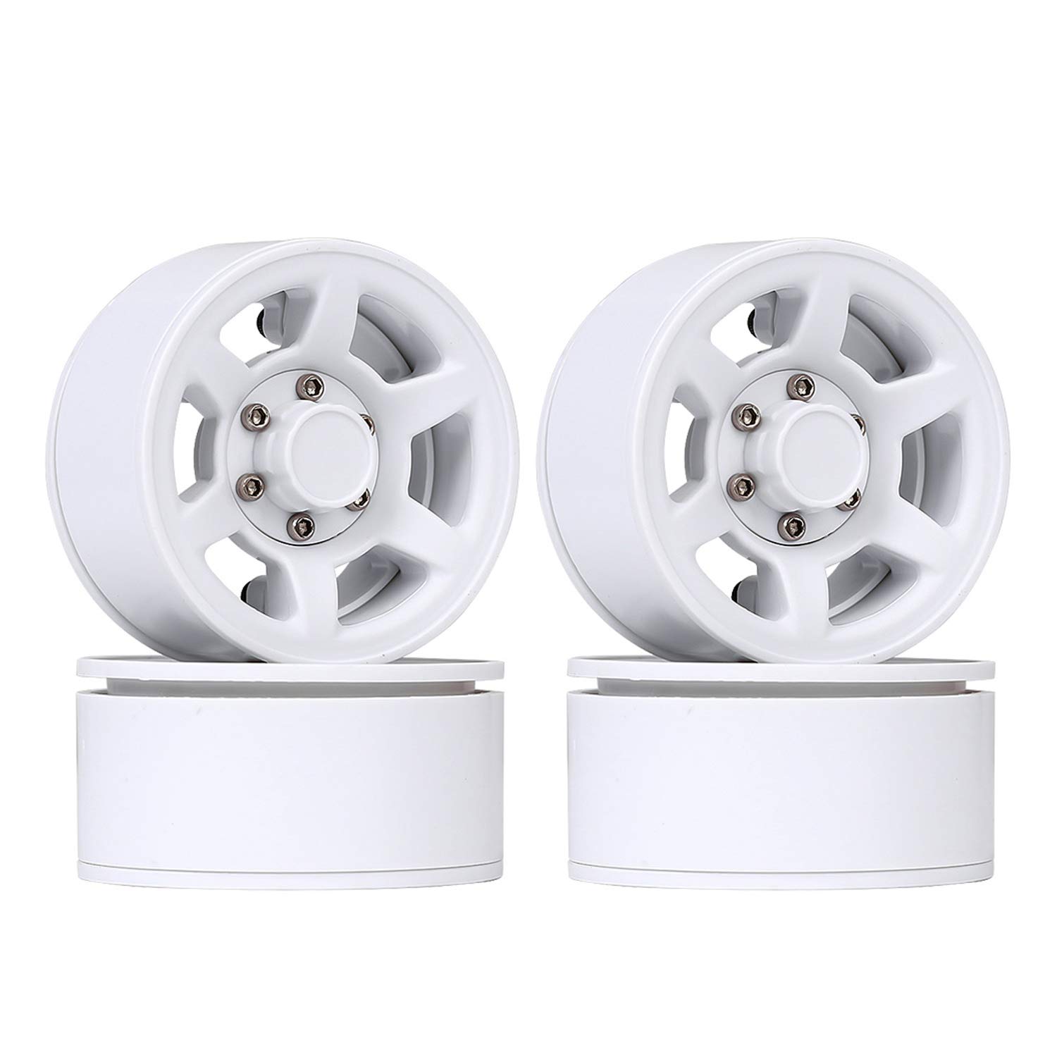 WONFAST 4Pcs Plastic 1.55" Beadlock Wheel Rim Compatible with 1/10 RC Crawler Car Axial 90069 D90 TF2 Tamiya CC01 LC70 MST JIMNY (White)