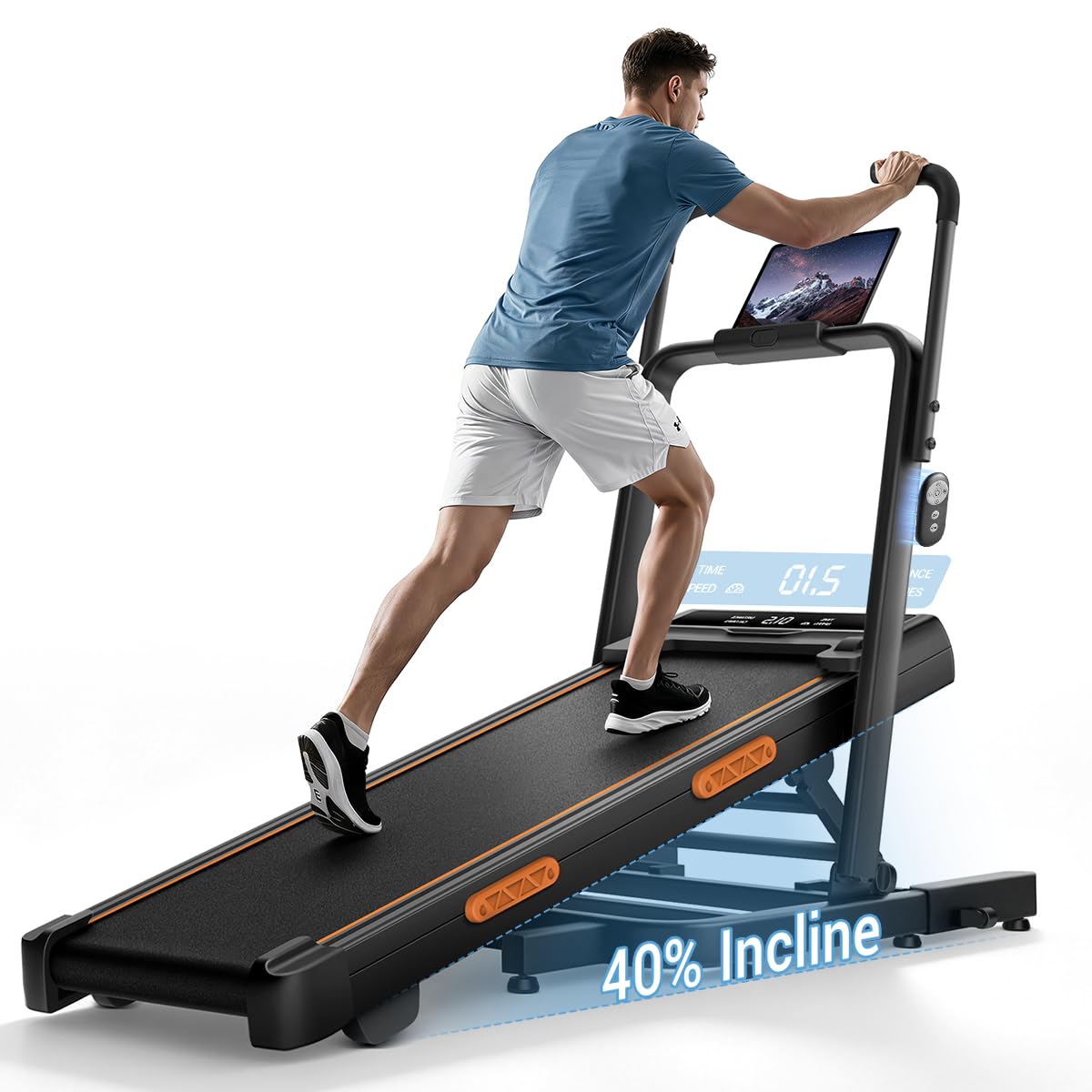 LONTEK Cinta de Correr Plegable para Casa con Inclinación 0-40% | 1-12 km/h Cinta de Correr Silenciosa con Motor de 3,0 HP, Manillar Extendido Reforzado, Capacidad Máxima 159 kg