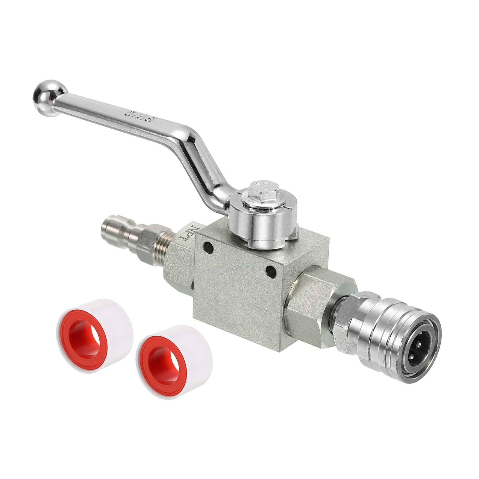 PATIKIL High Pressure Washer Ball Valve Kit, Stainless Steel Washer Hose with Tapes 1/4 Inch Quick Connect for Power Washer Hose, 4500 PSI Pressure