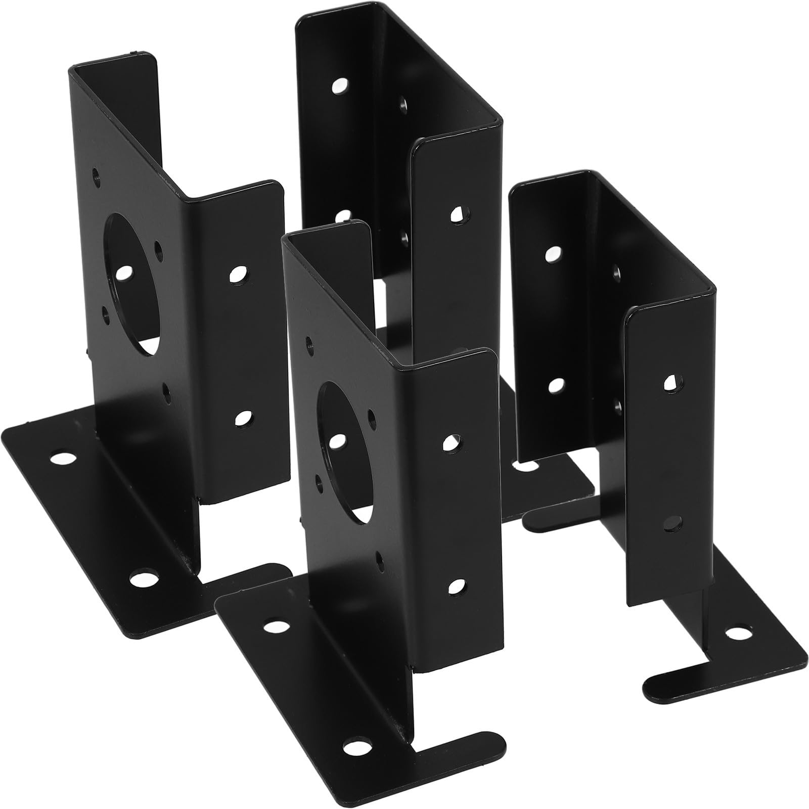 4 Piezas Base de Valla de Hierro Negro, Soporte de Jardín