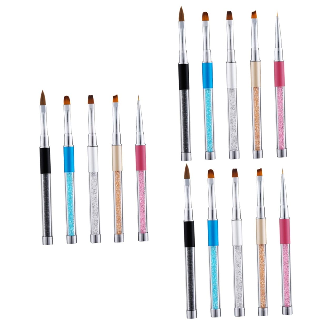 Healvian 15pezzi Pennelli Per Nail Art Con Manico Di Strass Strumenti Per Manicure Per Uso Professionale e Domestico Perfetti Per Amanti Del Nail Art e Principianti