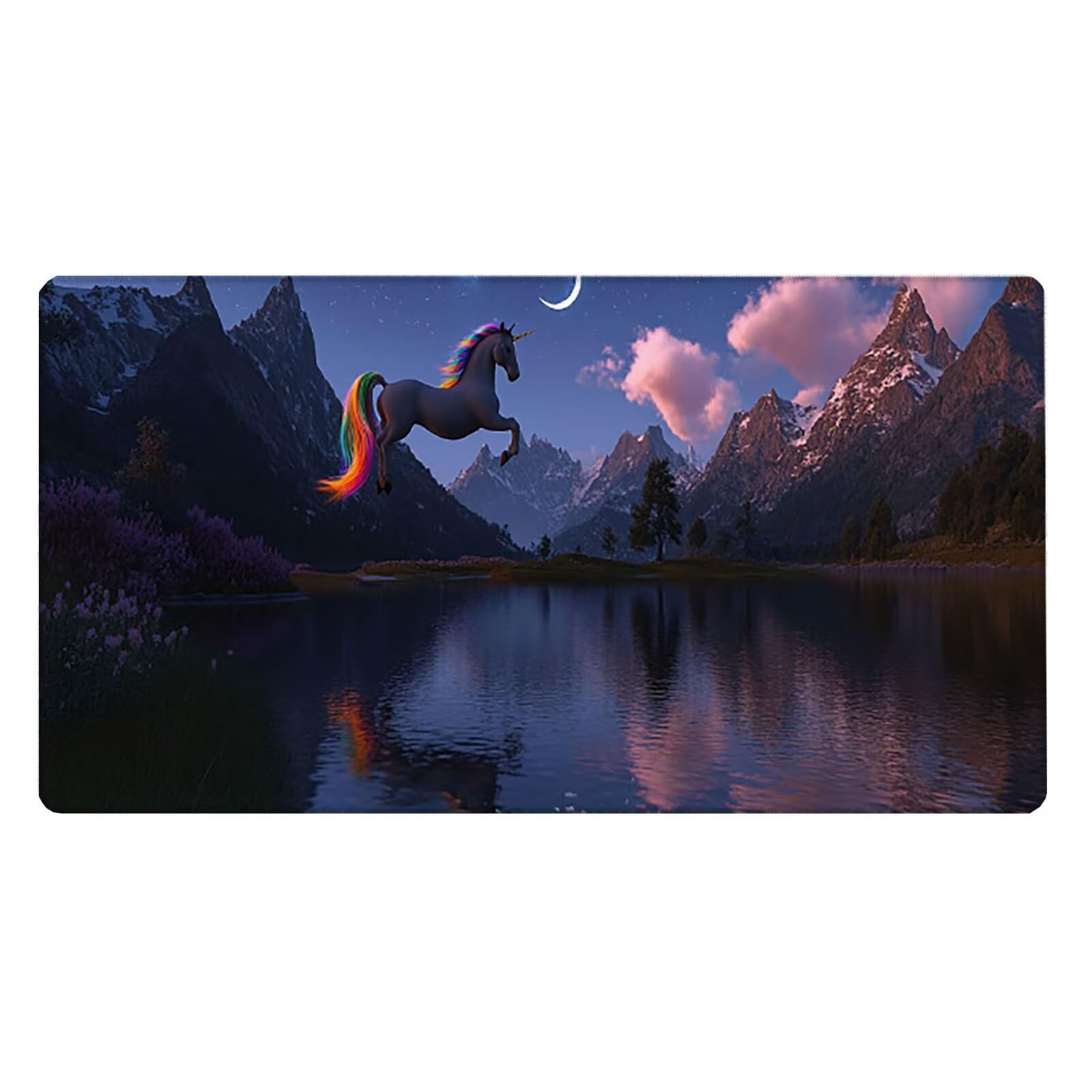 Tappetino Mouse XXL, 70x140cmx3mm Mouse Pad Impermeabile Grand, Gaming Tappetino Per Mouse, Base Antiscivolo in Gomma, Accessori Scrivania, Ufficio Accessori, Cavallo Bianco JX6B-12