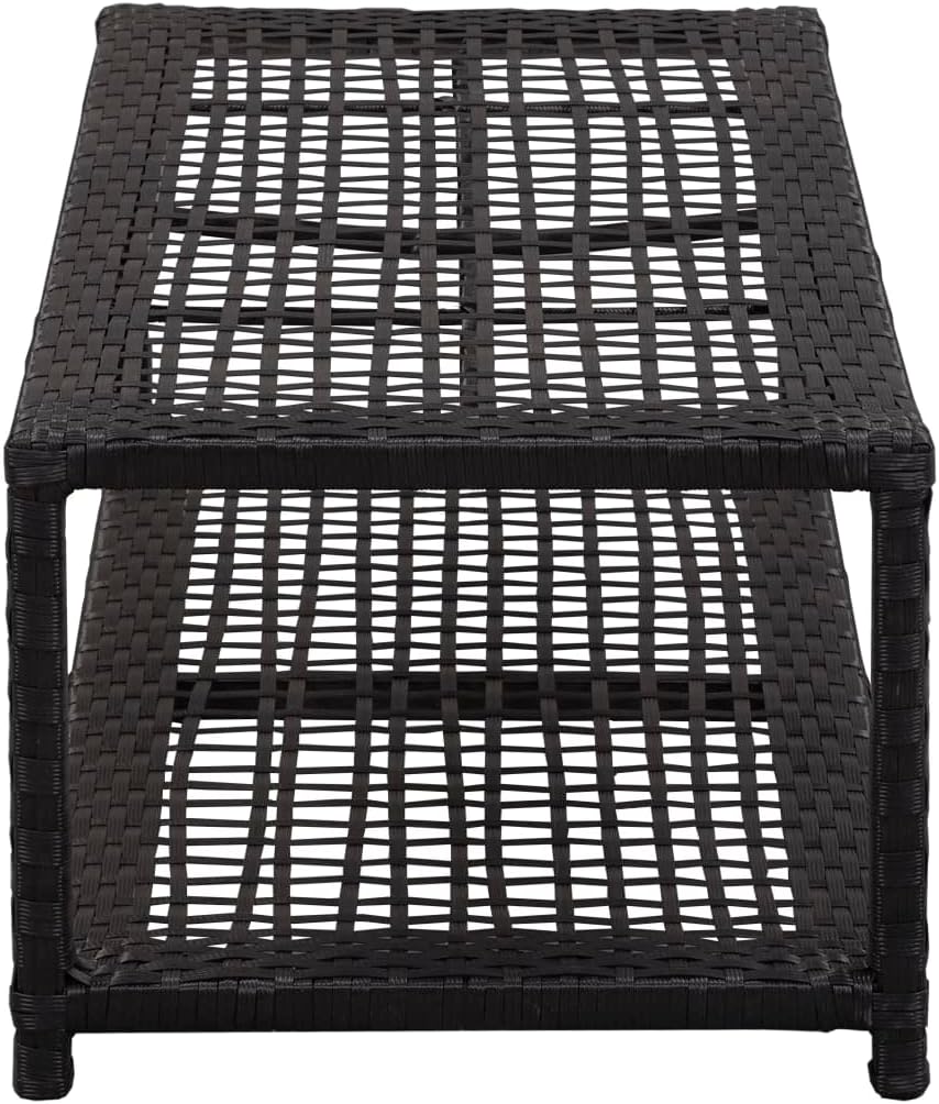 vidaXL Shoe Rack, 2-Tier Shoe Storage Organizer, Shoe Shelf, Shoe Holder for Entryway Hallway Doorway Closet Bedroom Dorm Room, Black Poly Rattan