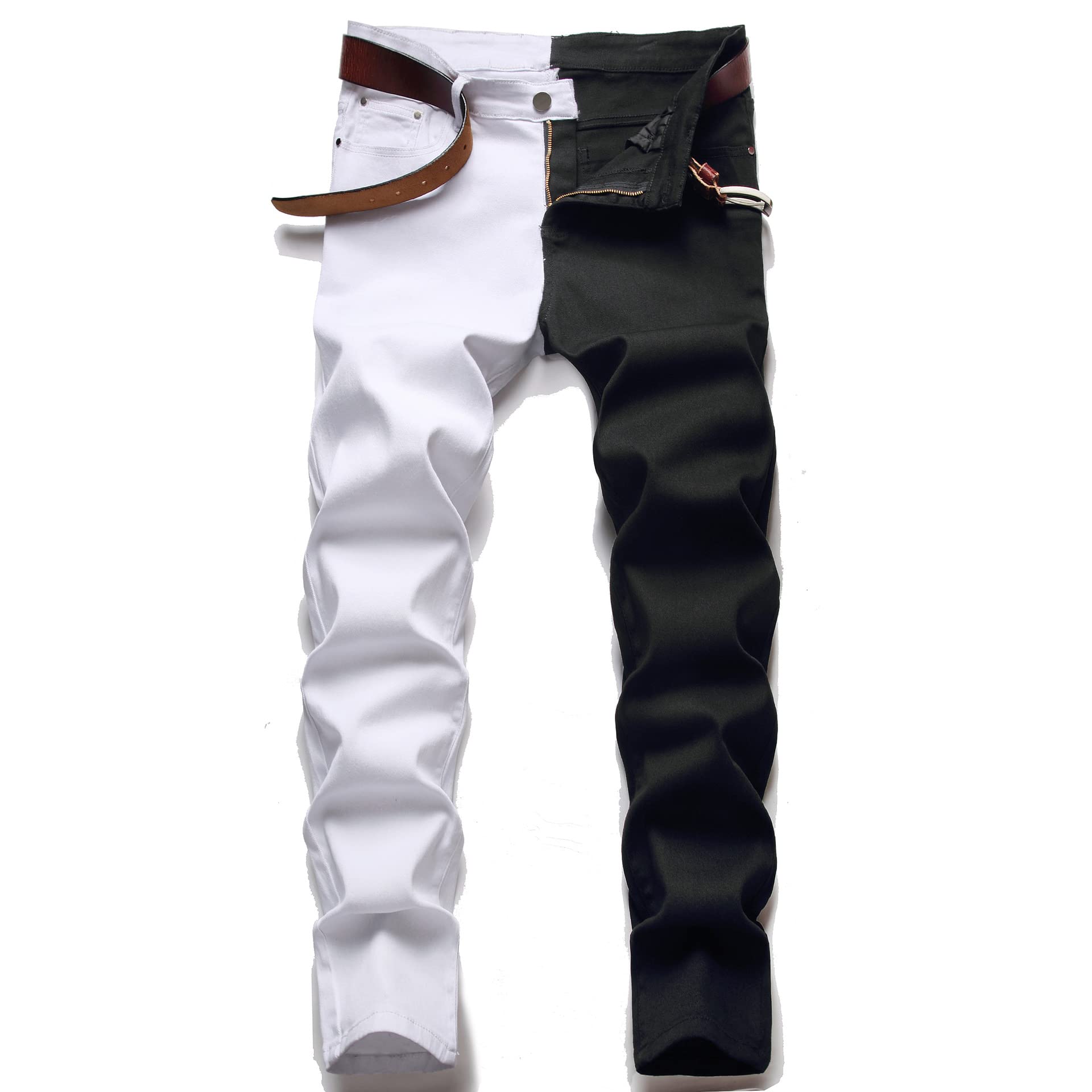 Men's Skinny Jeans Slim Fit Patchwork Designer Stretch Fashion Denim Pants