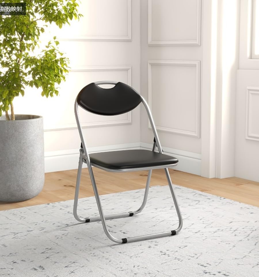 OFFICEJOYFolding Chairs 2 Pack, Foldable Chairs with Padded Seats & Back, Carrying Handle, Portable Commercial Seat, Metal Party Chairs for Indoor Outdoor Wedding Dining Home Office, Black