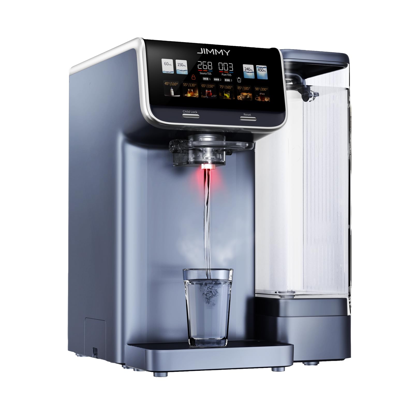 JIMMY M9 Pro Umkehrosmose Wasserfilter 7-stufige Filterung Mineralien 3S-Heizung Kaltes Wasser Echtzeit-TDS-Anzeige
