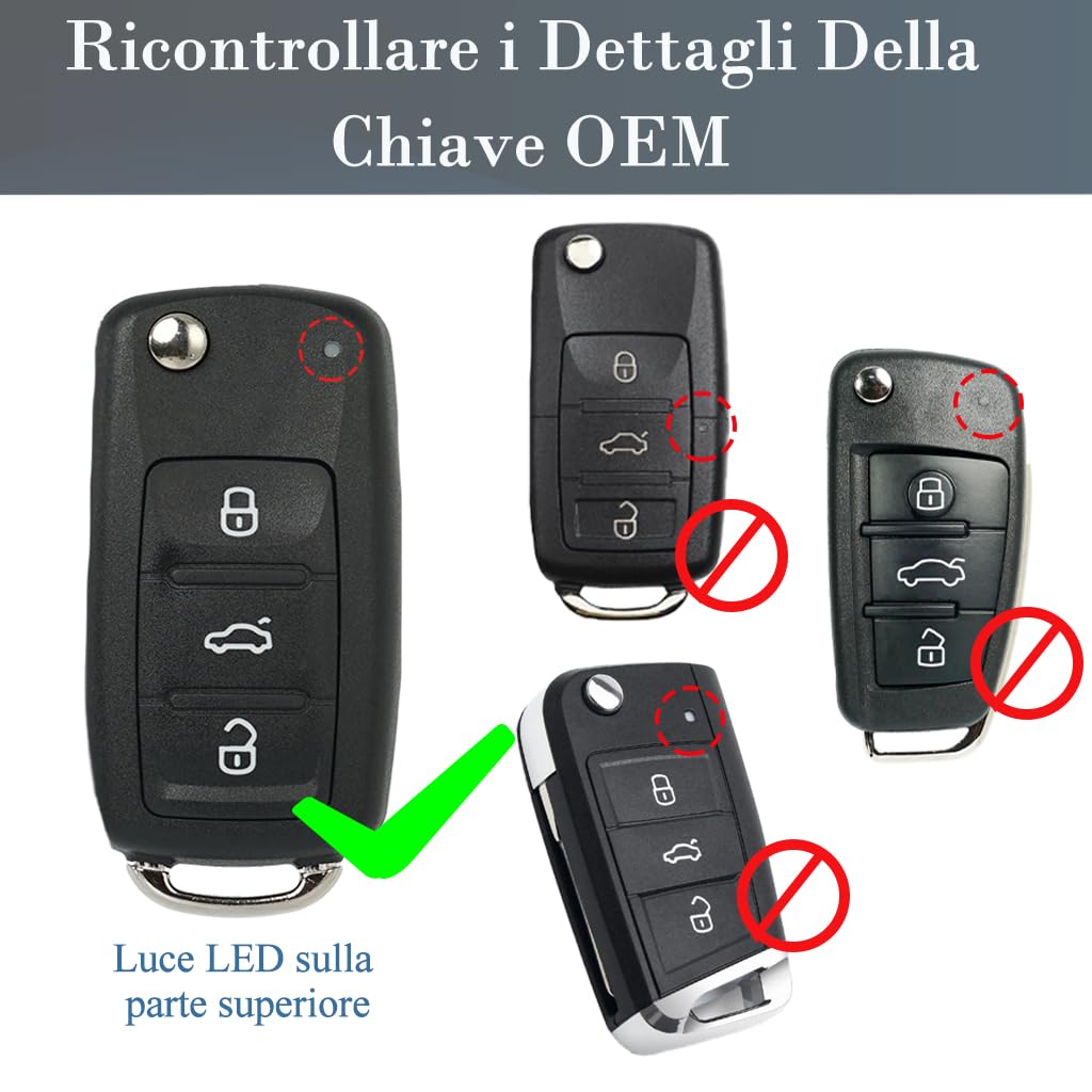 SUPALAND 2 Pezzi Telecomando Chiave Auto con Lama per VW Polo Golf Eos MK6 Beetle Passat Touran Caddy Sharan Jetta Copri Chiave