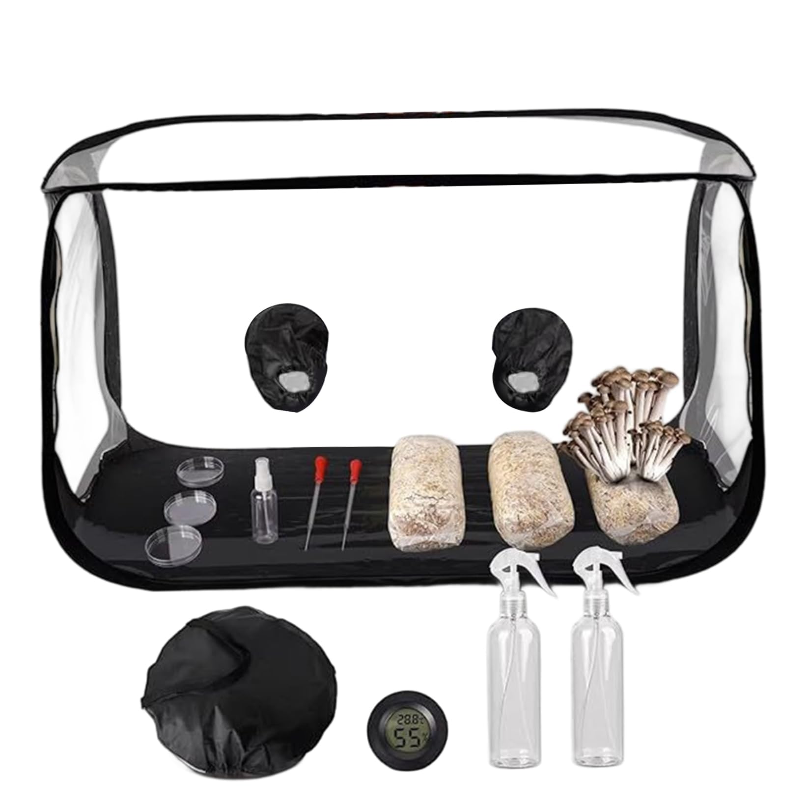 Tente de Culture, boîte à air immobile 38x20x25 Pouces, Tente de Culture Champignons en Plastique Transparent, boîte Champignons Portable Pliable pour Spores, Fournitures d'horticult
