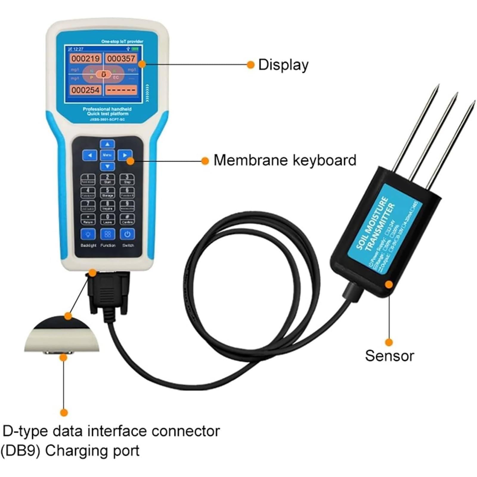 Medidor De Ph 7 En 1 con Humedad, Temperatura, Conductividad, Nitrógeno, Fósforo Y Ph para Jardinería, Césped, Agricultura Y Plantas De Interior Y Exterior.