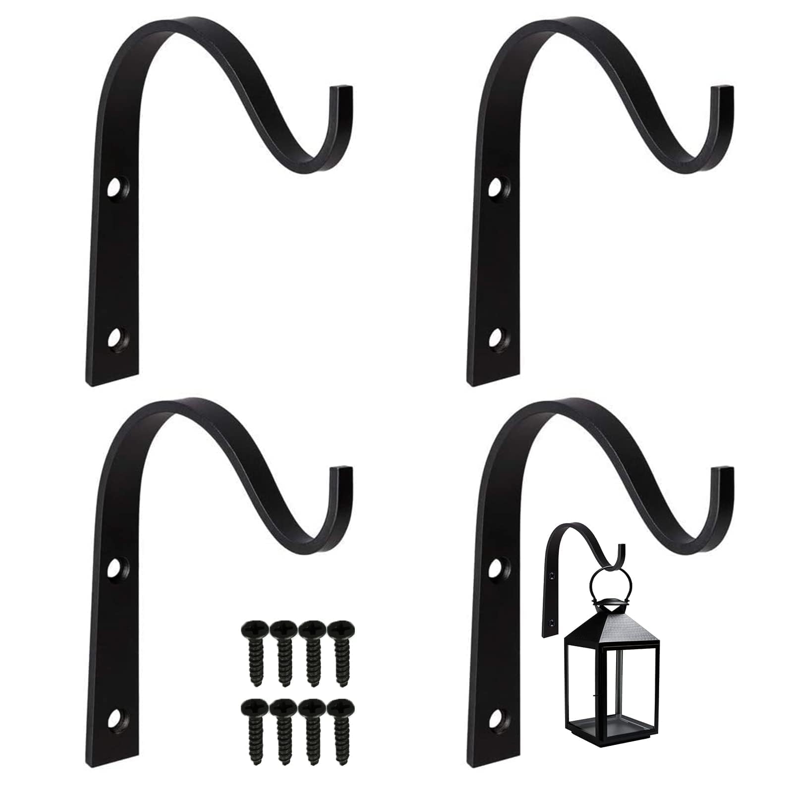 2PCS Small Hanging Basket Brackets Outdoor Wrought Iron Wall Hanging Hooks Wall Hanging Bracket Plant Hooks Hanging Plant Hook Plant Brackets for Hanging Baskets Bird Feeders Wind Chime Lanterns