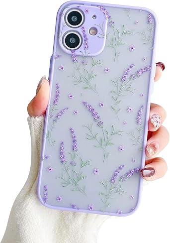 Ownest Compatible for iPhone 12 Case for Clear Frosted PC Back 3D Floral Girls Woman and Soft TPU Silicone Slim Shockproof Case for iPhone 12 6.1-Small Flower