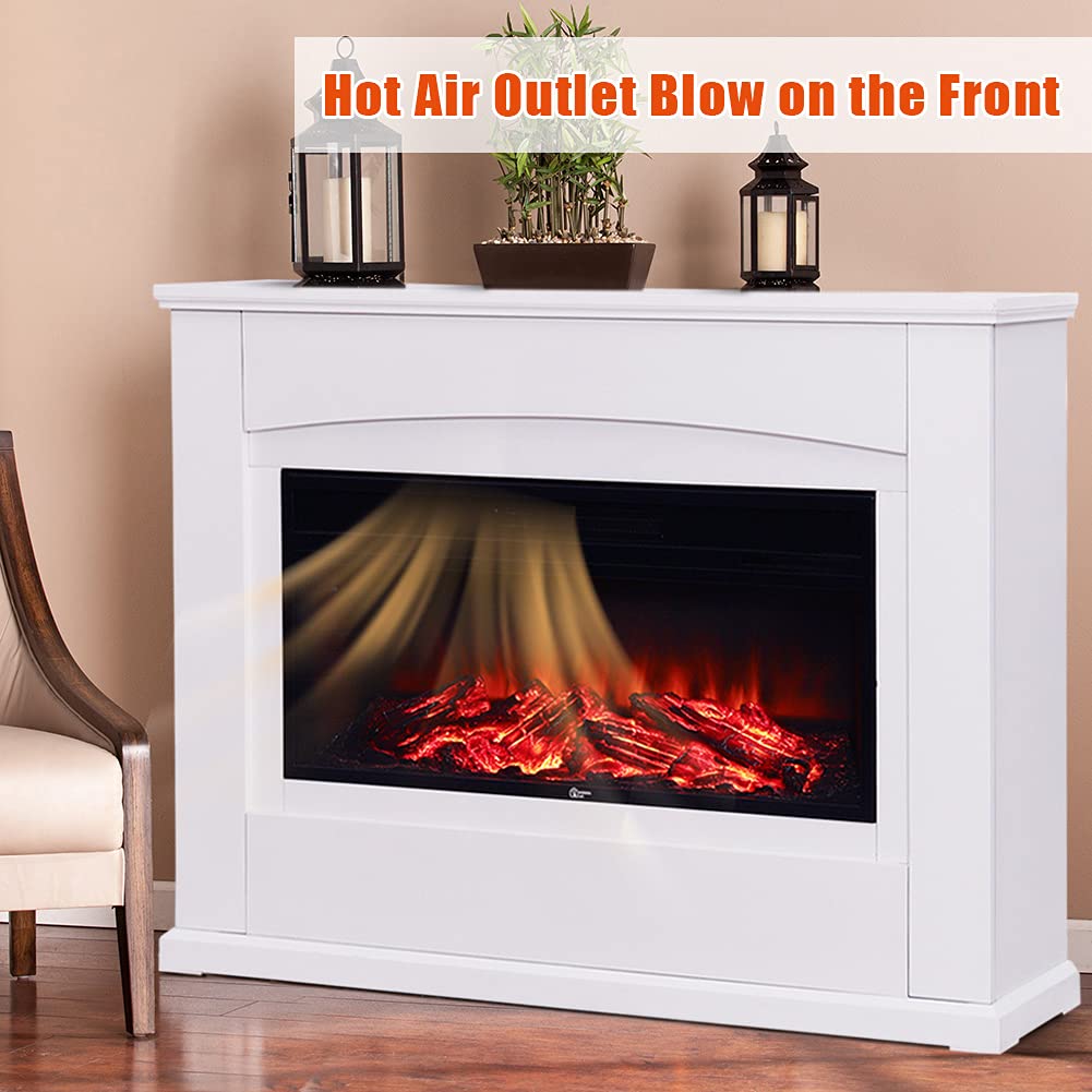 INMOZATA Electric Fire and Surround 50 inch White Electric Fireplace