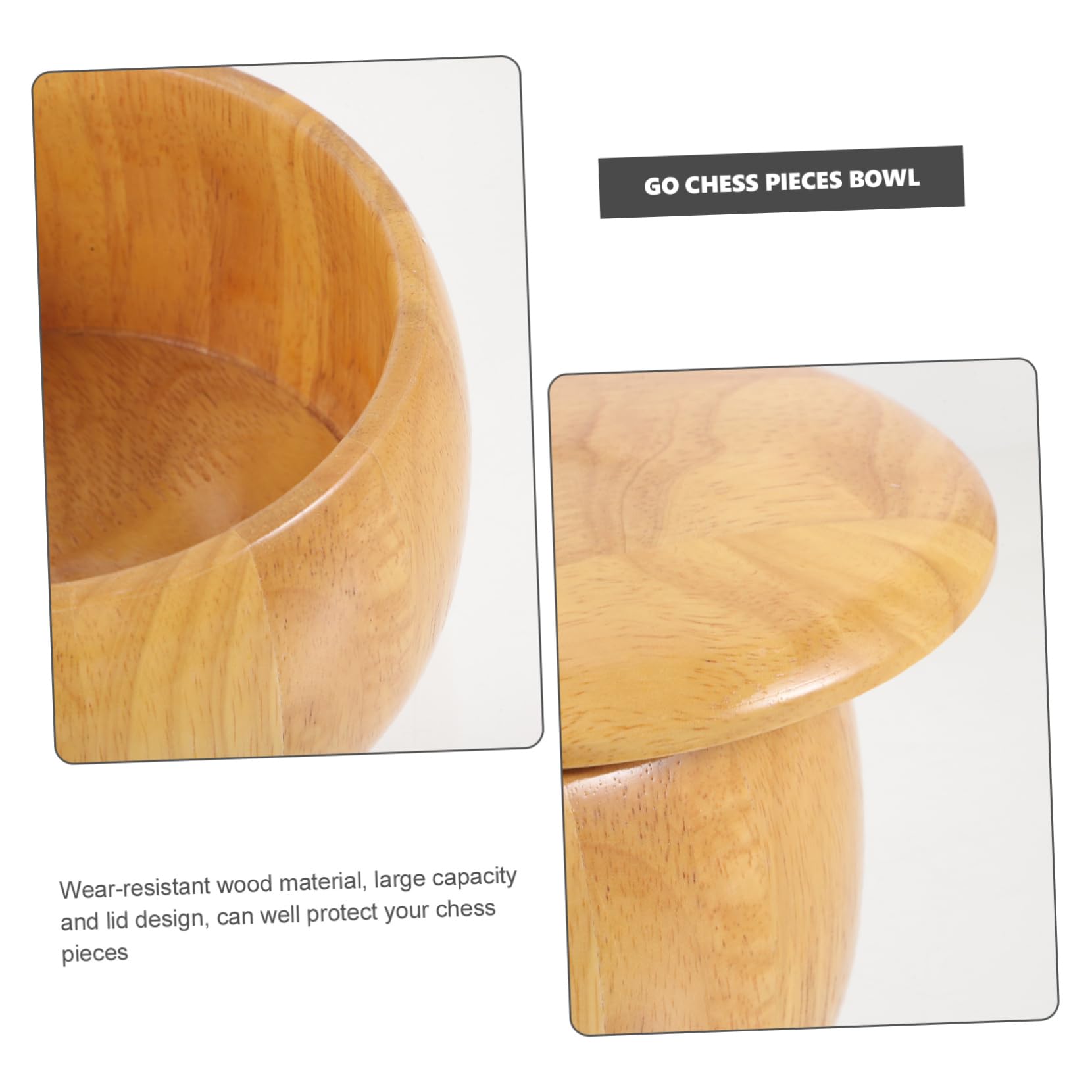 Conteneurs de Stockage en Bois Léger pour Pièces de Go, Lot de 2 Bols Portables Couleur Kaki, pour Salle de Jeu D'échecs à Domicile