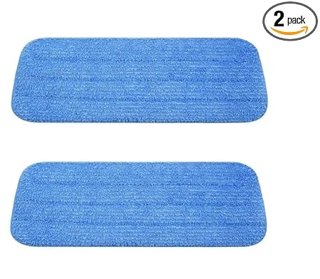 Nine Forty 36 Inch Microfiber Wet or Dry Flat Hardwood Floor Dust Mop Head Refill | Replacement Pads | Washable Industrial Commercial Supplies (2 Pack)